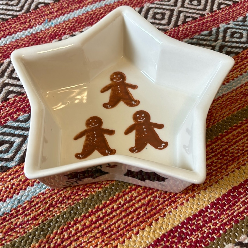 Hartstone Vintage 1991 Pottery Gingerbread Men Star Shape Candy Dish Christmasq